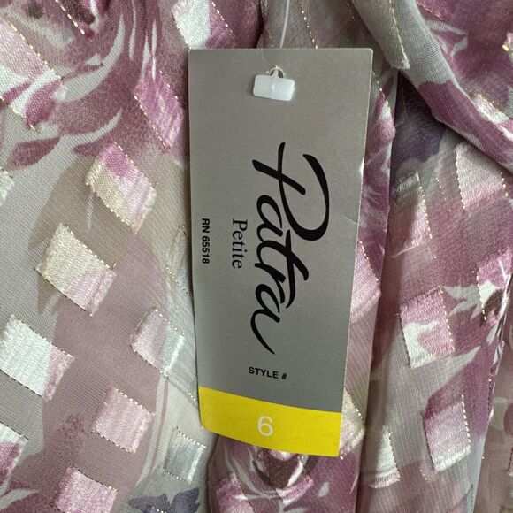 Vintage Patra Chiffon 2 Pc Set Sz 6 Floral Metallic Cottage Core NWT - Picture 9 of 9
